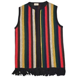 VTG Sears Knit Vest 60s 70s Colorful Stipe Hippie Boho Woodstock Festival Fringe